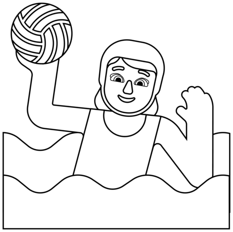 Woman Playing Water Polo Emoji Coloring Page